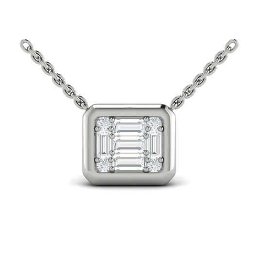 Multi Diamond Baguette Pendant Necklace