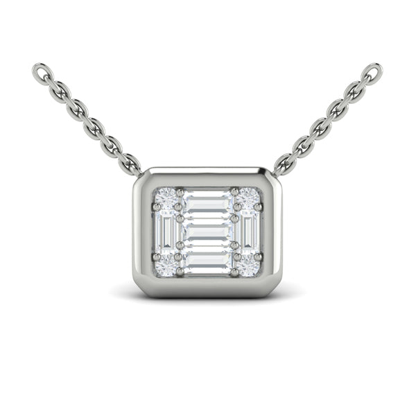 Multi Diamond Baguette Pendant Necklace