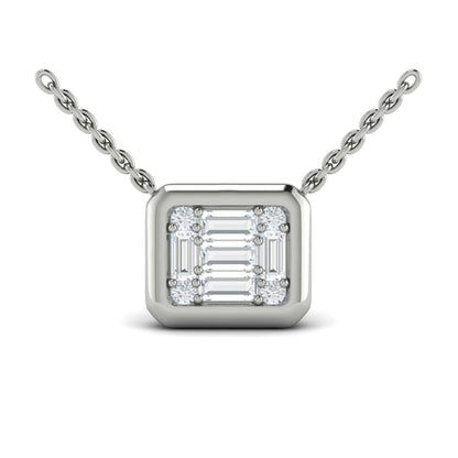 Multi Diamond Baguette Pendant Necklace