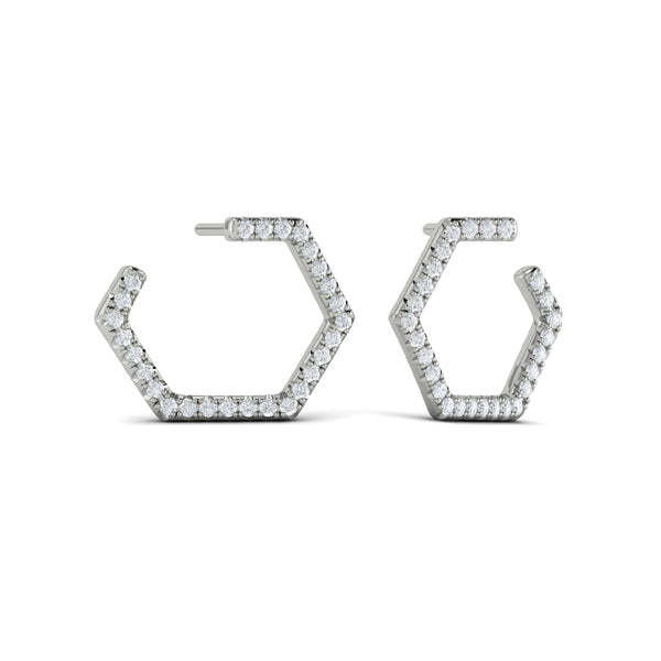 Diamond Forward-Facing Honeycomb Open Hoop Earrings