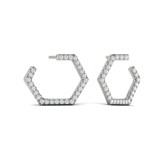 Diamond Forward-Facing Honeycomb Open Hoop Earrings