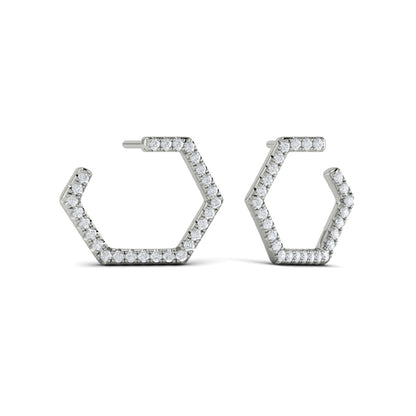 Diamond Forward-Facing Honeycomb Open Hoop Earrings