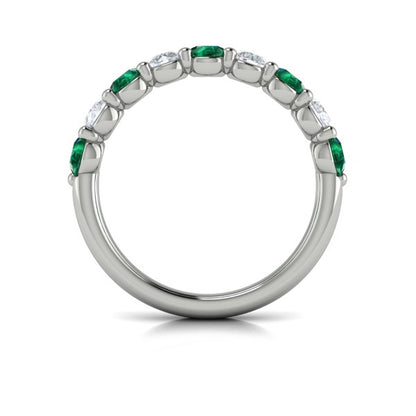 Classic Emerald and Diamond Stackable Band