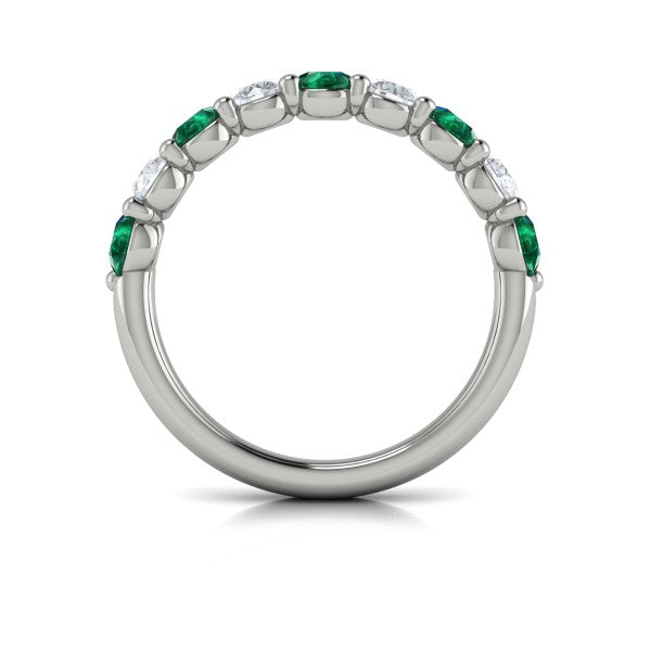 Classic Emerald and Diamond Stackable Band