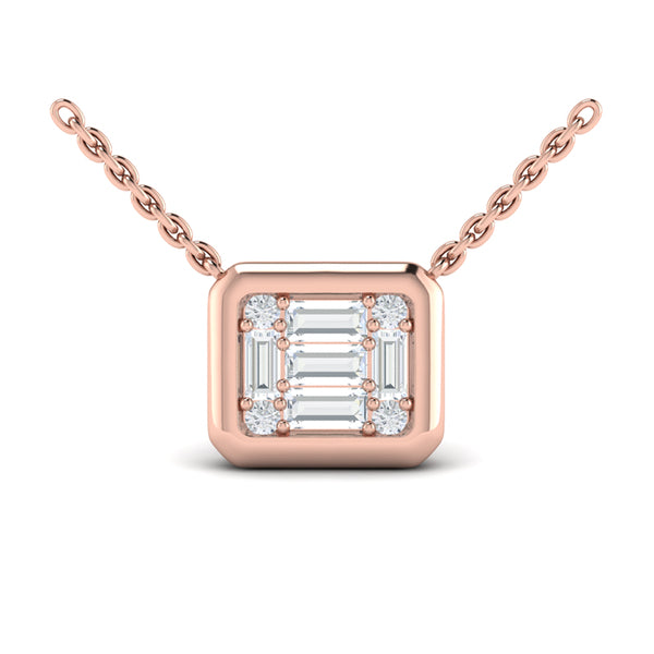 Multi Diamond Baguette Pendant Necklace
