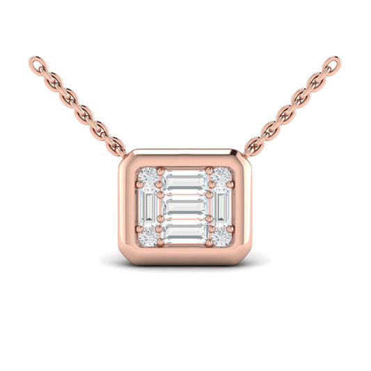Multi Diamond Baguette Pendant Necklace