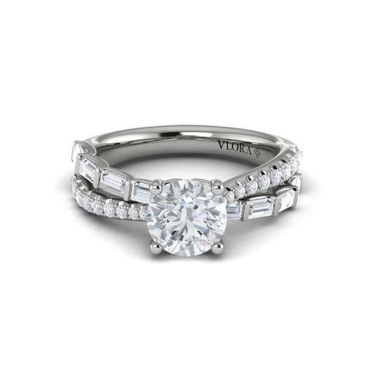 Round Classic Engagement Ring in Platinum by Vlora Bridal