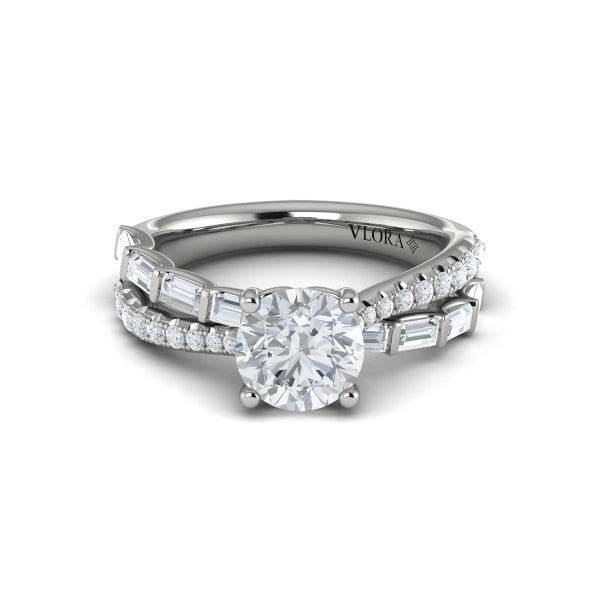 Round Classic Engagement Ring in Platinum by Vlora Bridal