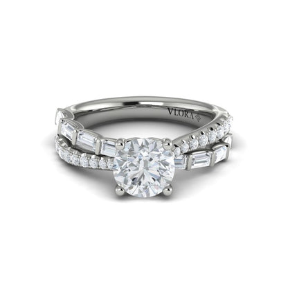 Round Classic Engagement Ring in Platinum by Vlora Bridal