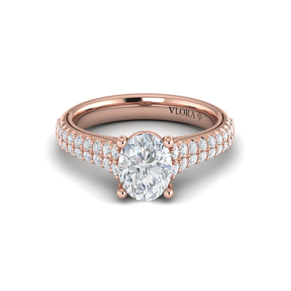 Oval Pave Cathedral Engagement Ring