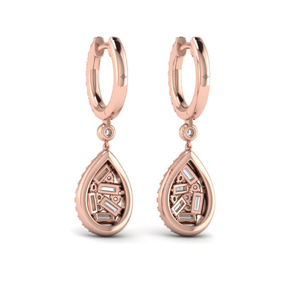 Multi Diamond Tear Drop Baguette Earrings