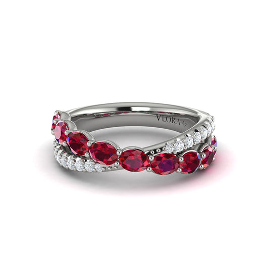Multi Diamond and Ruby Twist Statement Ring
