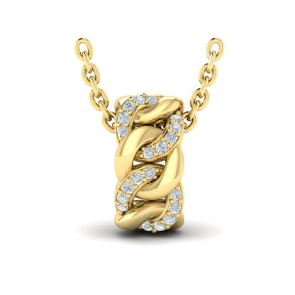 Channel Set Link with Diamonds Pendant Necklace