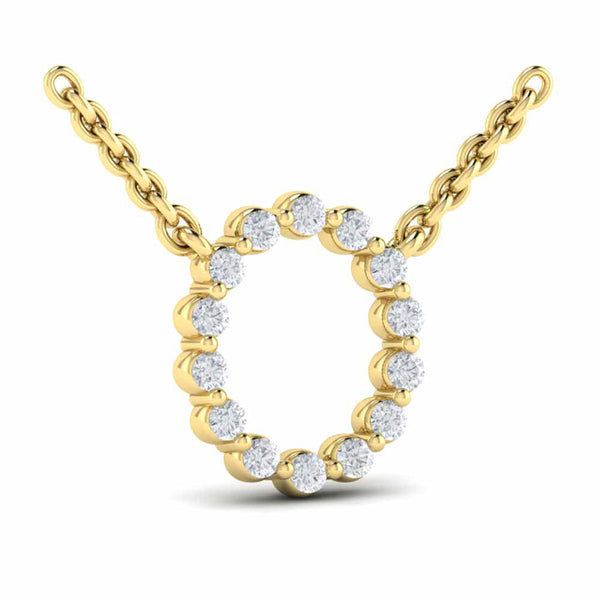 Diamond Alphabet Pendant Necklace, O