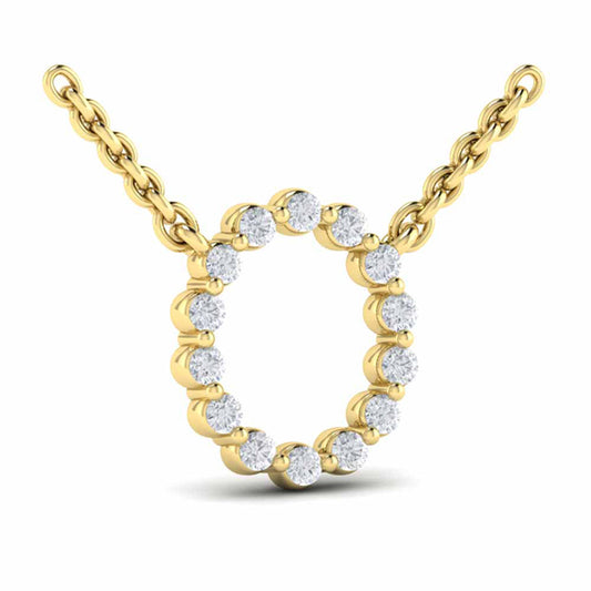 Diamond Alphabet Pendant Necklace, O