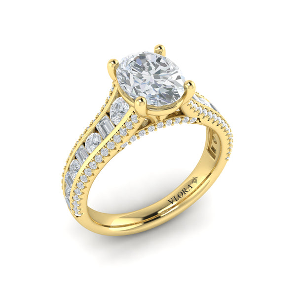 Opulent Cathedral Oval Diamond Engagement Ring