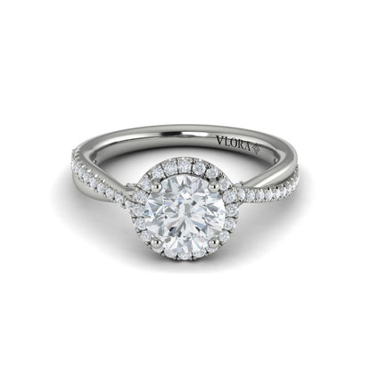 Round Halo Engagement Ring in Platinum by Vlora Bridal