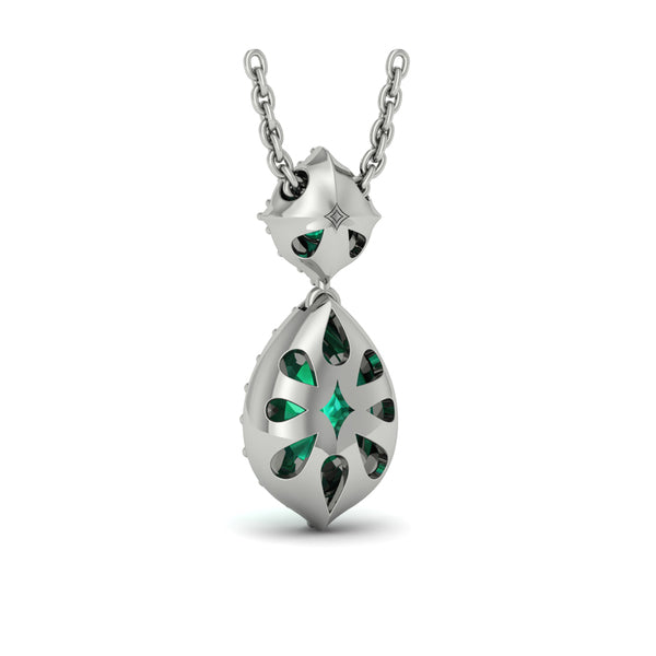 Tear Drop Emerald and Diamond Pendant