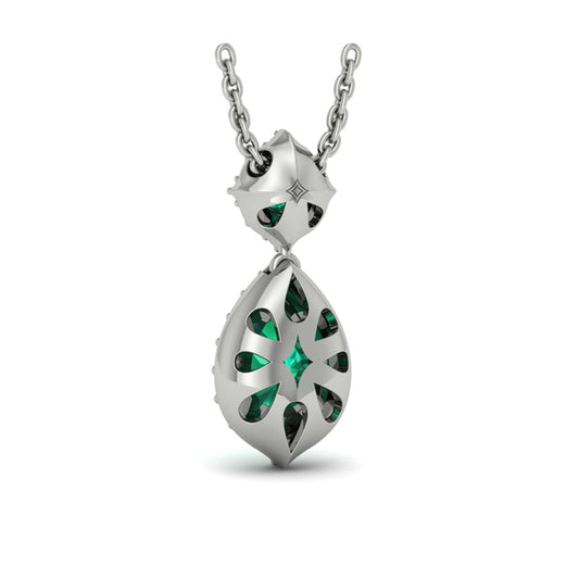 Tear Drop Emerald and Diamond Pendant