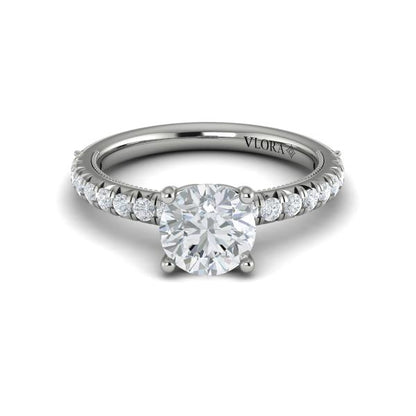 Round Classic, Modern Vintage Engagement Ring in Platinum by Vlora Bridal