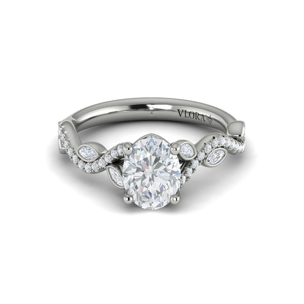 Oval Classic Engagement Ring in Platinum by Vlora Bridal