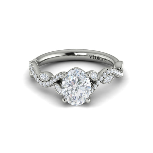Oval Classic Engagement Ring in Platinum by Vlora Bridal
