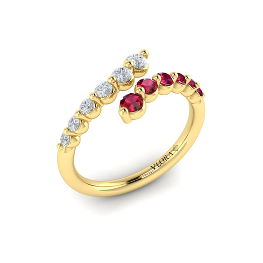 Diamond and Ruby Open Wrap Ring