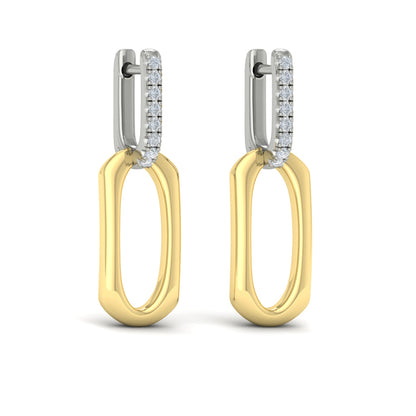 Diamond Accent North South Open Oval Pendant Link Earrings