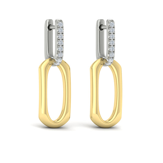 Diamond Accent North South Open Oval Pendant Link Earrings