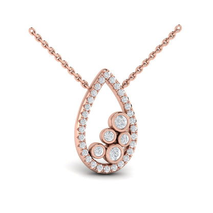 Pavé Pear Shaped and Bezel Set Diamond Pendant Necklace
