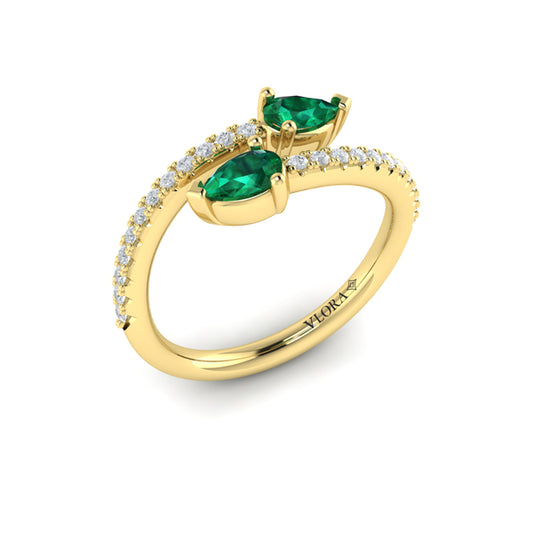 Diamond and Pear Emerald Wrap Ring