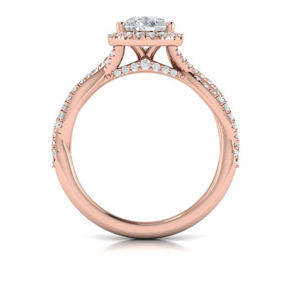 Entwined Pear Halo Engagement Ring