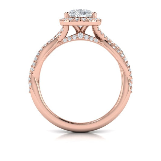 Entwined Pear Halo Engagement Ring