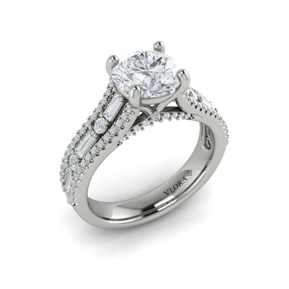Round Classic Engagement Ring in Platinum by Vlora Bridal