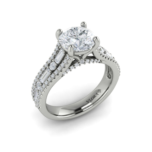Round Classic Engagement Ring in Platinum by Vlora Bridal
