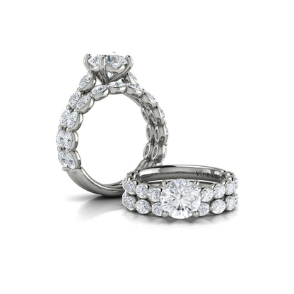 Oval Bezel Diamond Accent Round Engagement Ring