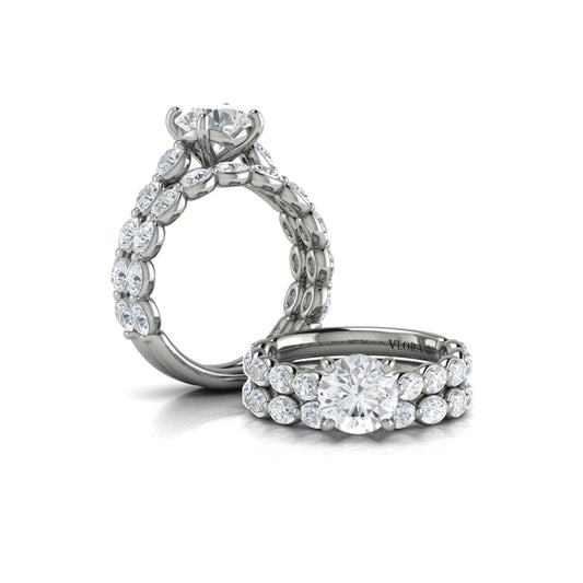 Oval Bezel Diamond Accent Round Engagement Ring