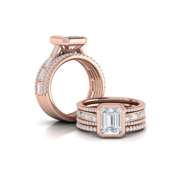 Emerald Cut Classic Engagement Ring in 14K Rose Gold by Vlora Bridal