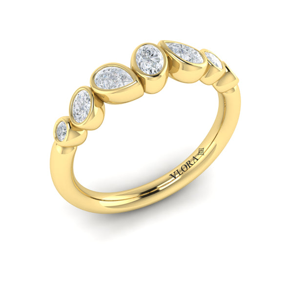 Bezel‑Set Pear, Oval and Round Shaped Diamond Ring