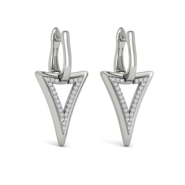 Diamond Open Double Trinity Huggie Earrings