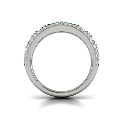 Oval Emerald and Pavé Diamond Band