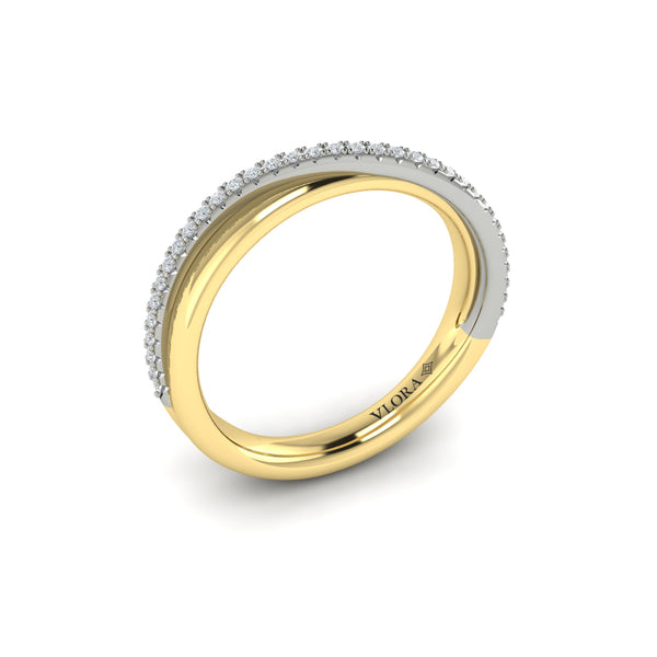 Stackable Bands Wedding Band in 14K Yellow Gold and White Gold by Vlora Bridal