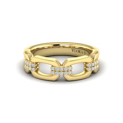 Diamond Accent East West Open Oval Link Ring