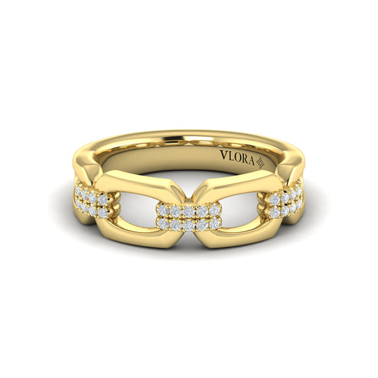 Diamond Accent East West Open Oval Link Ring