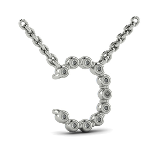 Diamond Alphabet Pendant Necklace, C