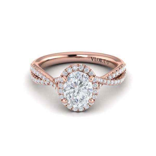 Entwined Oval Halo Engagement Ring