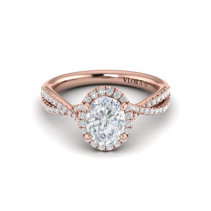 Entwined Oval Halo Engagement Ring