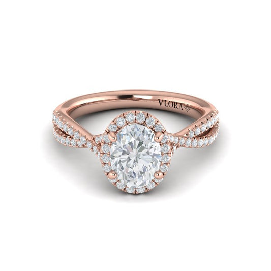 Entwined Oval Halo Engagement Ring