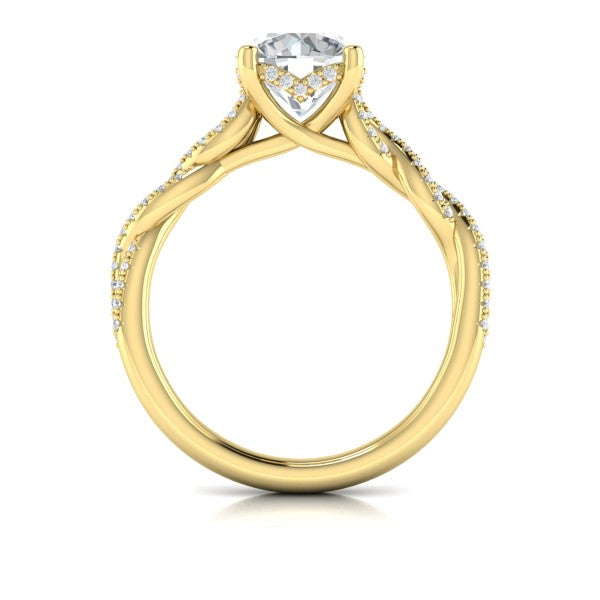 Twist Diamond Engagement Ring with Hidden Halo