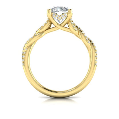 Twist Diamond Engagement Ring with Hidden Halo